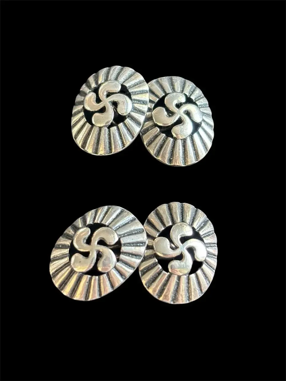 Vtg Sterling Silver Lauburu Basque Cross Cufflinks 925 10.42g